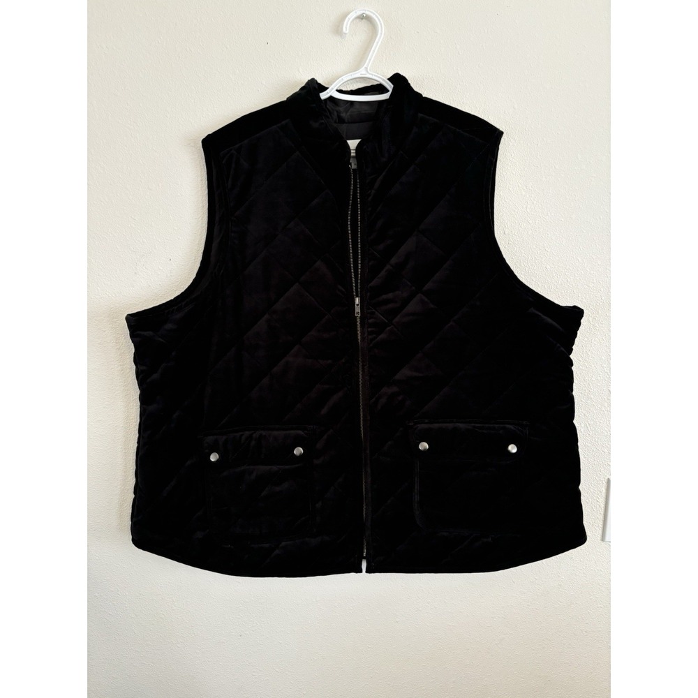 Foxcroft NYC Womens Black‎ Quilted Lined Vest-Two Front Pockets Size 3X